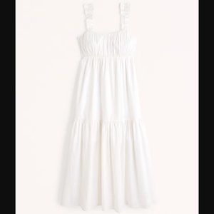 NWT Abercrombie & Fitch White Bow Back Poplin Maxi Dress